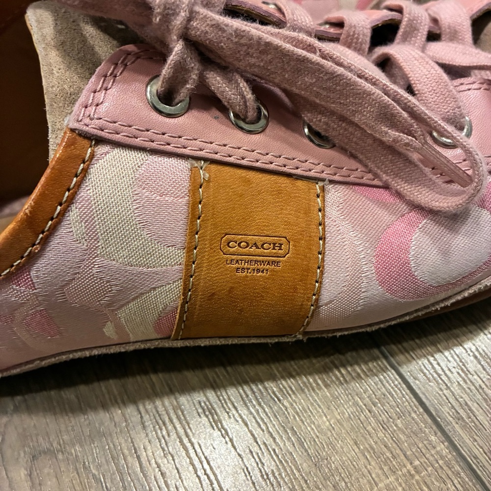 Coach Pink and Tan Women's Casual Sneakers, 9 - Picture 6 of 12